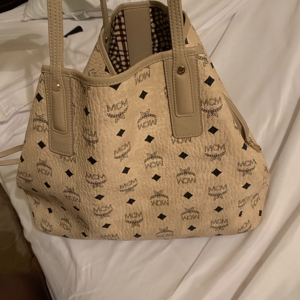 Authentic Beige MCM Medium Tote